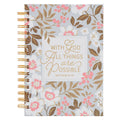 Journal White Floral With God All Things Matt. 19:26