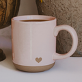 Heart Pink Stoneware Coffee Mug - Valentine's Day Gift