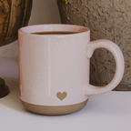 Heart Pink Stoneware Coffee Mug - Valentine's Day Gift