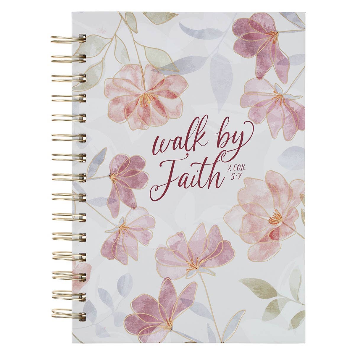 Journal White Floral Walk By Faith 2 Cor. 5:7
