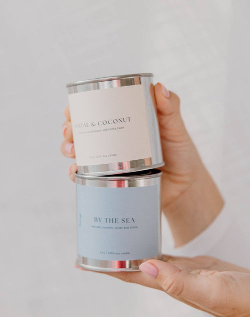 By The Sea 8oz Wood Wick Soy Candle, Summer/Beachy Decor - Gracefully Given