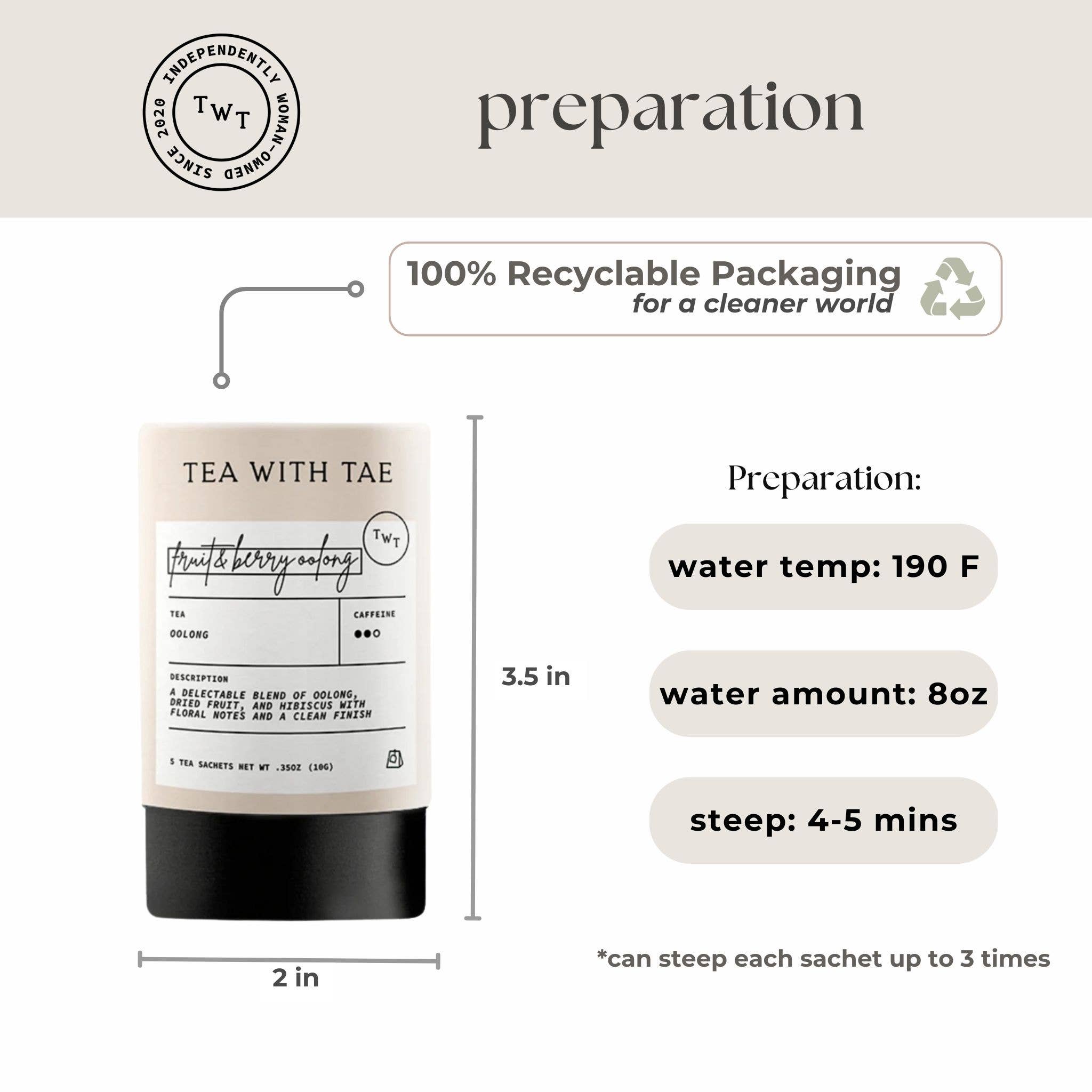 Fruit & Berry Oolong Mini Tea Tube Gift (5 tea bags) - Gracefully Given