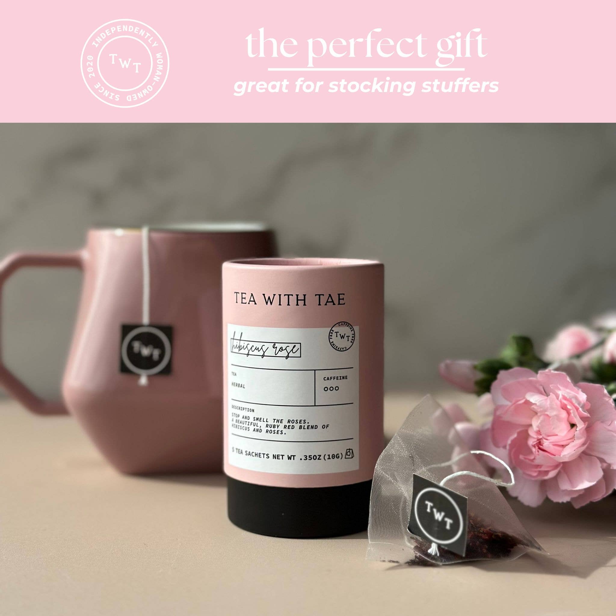 Hibiscus Rose Herbal Mini Tube Gift (5 tea bags) - Gracefully Given