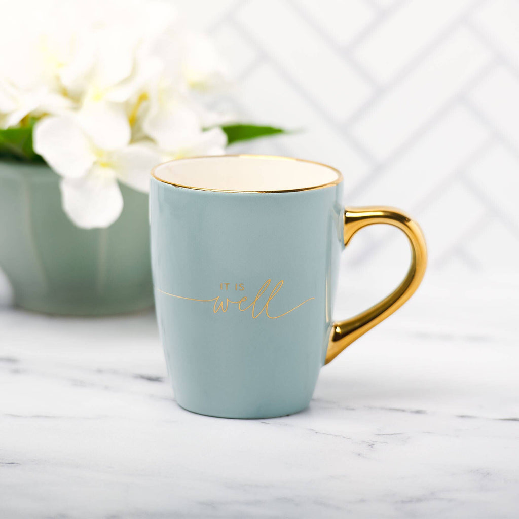 Mug Blue/Cream It is Well with My Soul - Gracefully Given