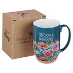 Mug Dk. Teal Floral Be Still Ps. 46:10 - Gracefully Given