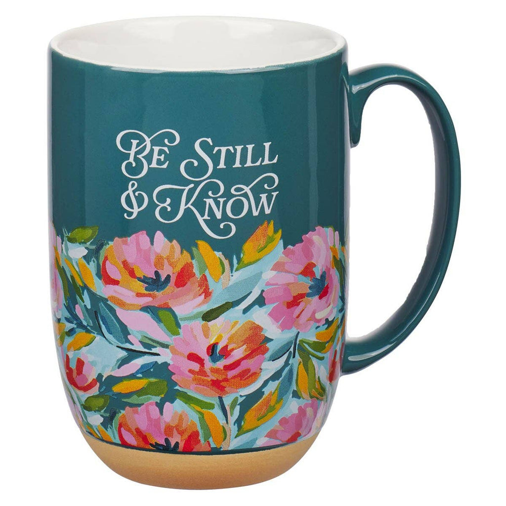 Mug Dk. Teal Floral Be Still Ps. 46:10 - Gracefully Given