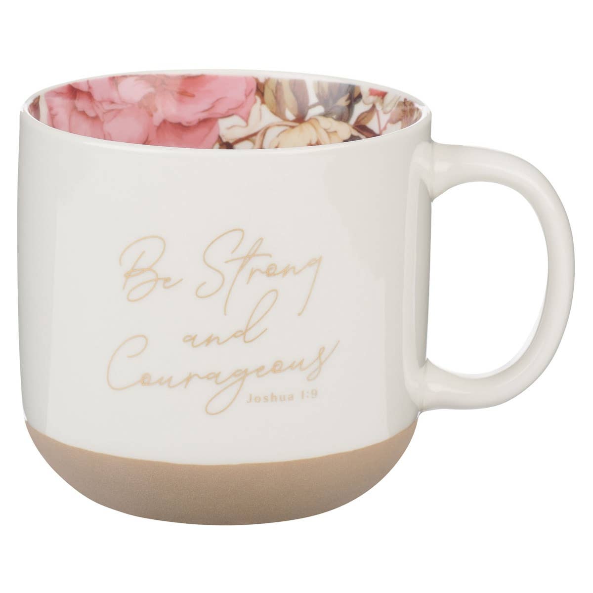 Mug White Floral Strong & Courageous Josh. 1:9 - Gracefully Given